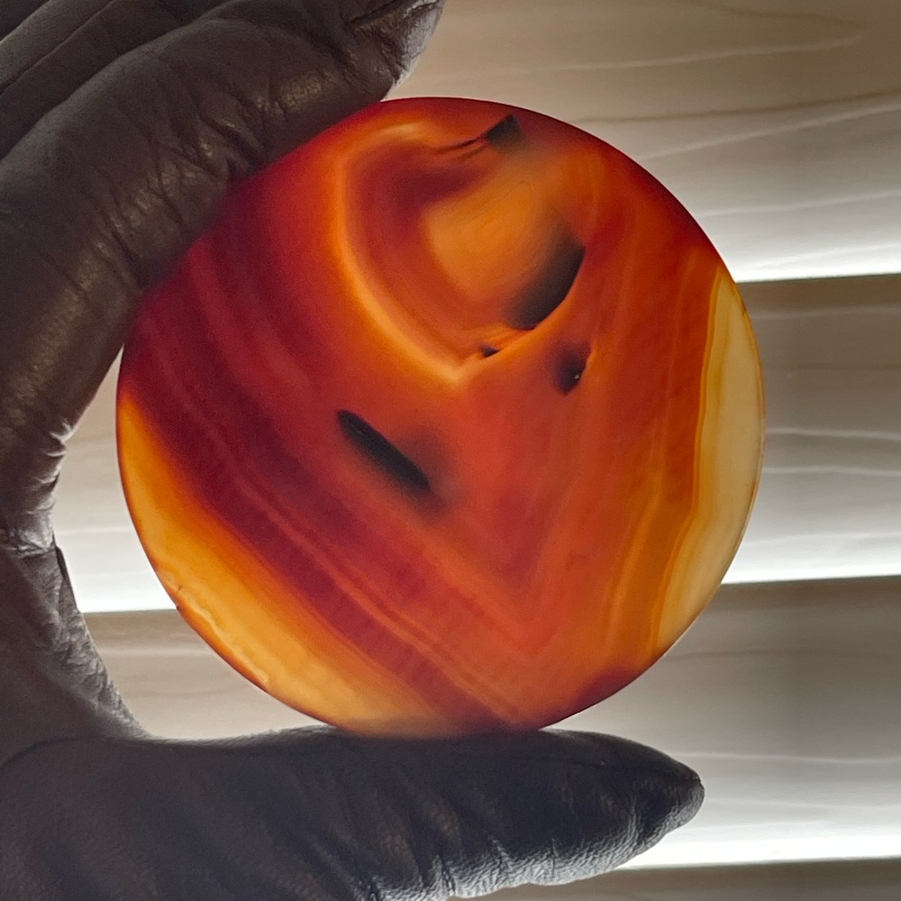 Elegant Agate Art Piece - Carnelian Hand carved coaster/display piece